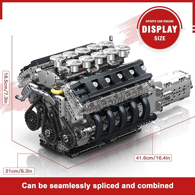 Mould King LR V10 Engine Model Kit for Adults 1834 Pcs Engine Kits That Runs DIY Mechanical Building Set for 14+ 10250 STEM Educational Toy Car Motor