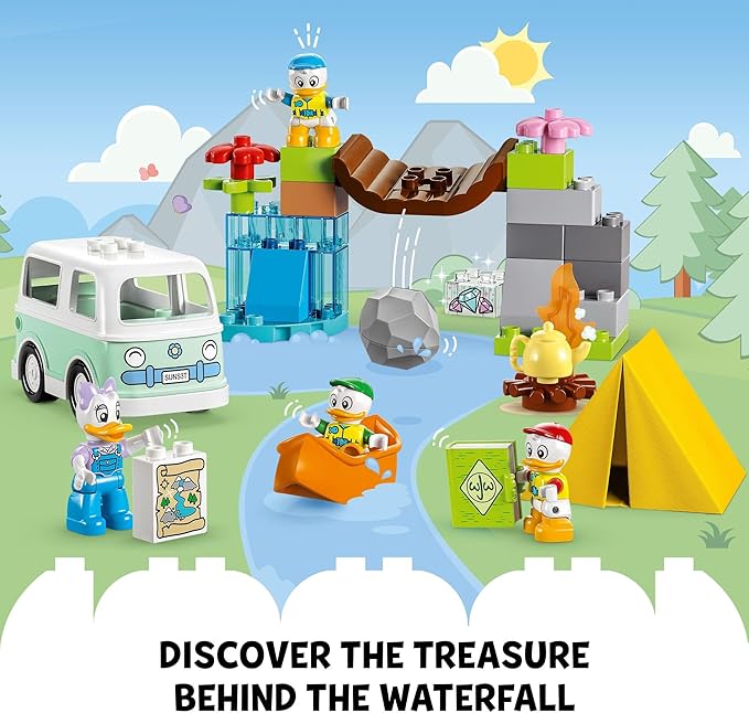 LEGO DUPLO Disney Mickey and Friends Camping Adventure 10997 Toddler Building Toy Set Features 4 DUPLO Toy Figures: Daisy Duck Huey Dewey and Louie to Inspire Creative Role Play