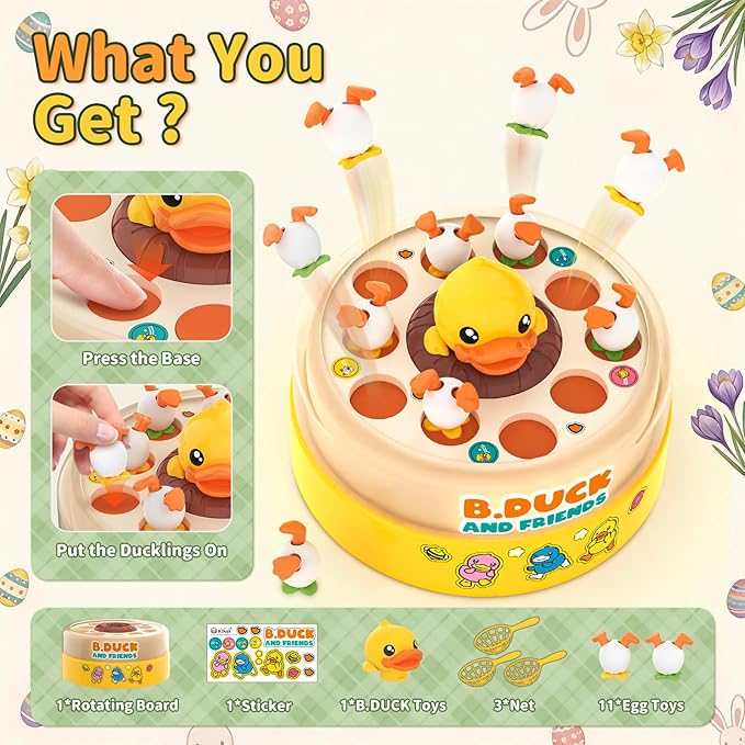 B.Duck Games for Kids Age 4-6 Board Games Bounce and Catch Duck Toys for Kids 4-8 Family Board Games for 5-7 Boys Girls Birthday Gifts Christmas Party Games for Toddlers 3-5