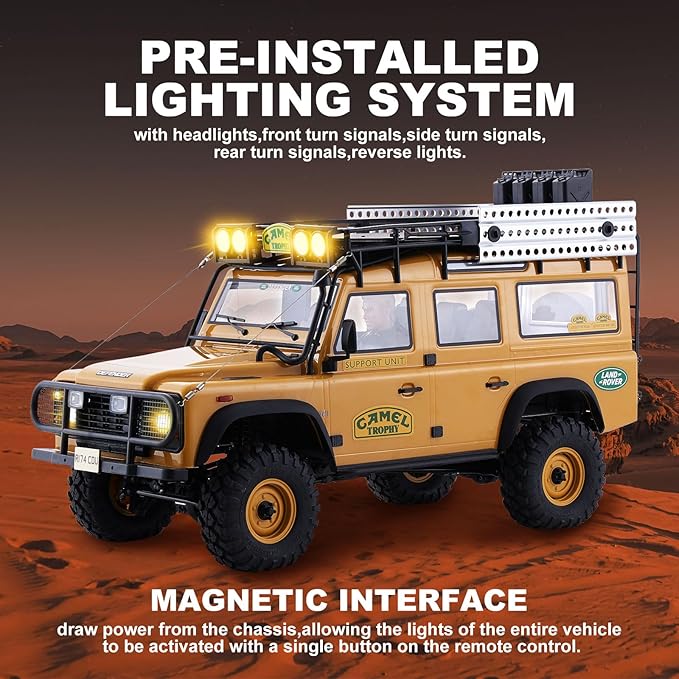FMS FCX10 1/10 RC Crawler Land Rover Camel Trophy Edition Official Licensed 4WD All Terrain Off-Road RC Truck for Adults High-Detail Scale RC Car with Metal Gears Upgraded Shocks (Discovery)