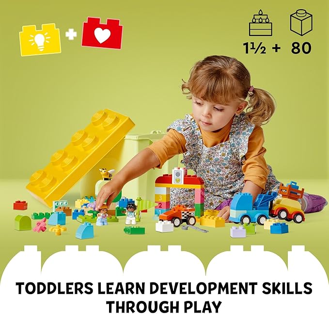 LEGO DUPLO Classic Cars and Trucks Brick Box Building Blocks - Learning &amp Educational STEM Toys for Toddlers Ages 1.5+ Years - Develops Fine Motor Skills - Gift for Toddler Birthday - 10439