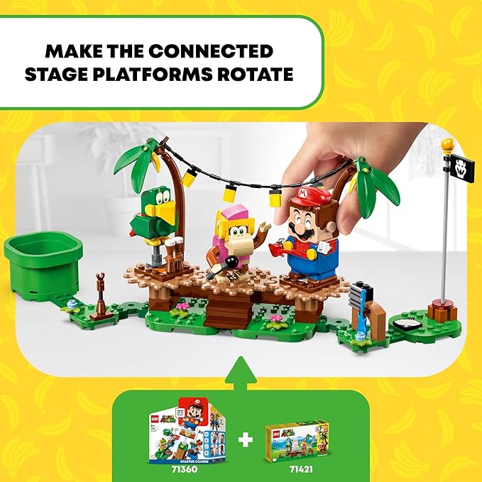 LEGO Super Mario Dixie Kong’s Jungle Jam Expansion Set 71421 Super Mario Gift Set for Boys and Girls Ages 7-9 Buildable Toy Game Featuring 2 Brick Built Super Mario Figures with Musical Accessories