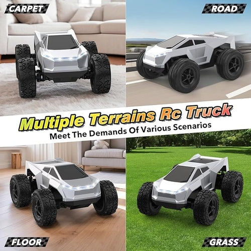 1:18 Scale Remote Control Car Truck 2.4GHz All-Terrain RC Car Toy with LED Lights Boy Toys Monster RC Trucks Birthday Gifts for 4 5 6 7 8 9 10 Year Old Boys Age 4-6 6-8 8-12