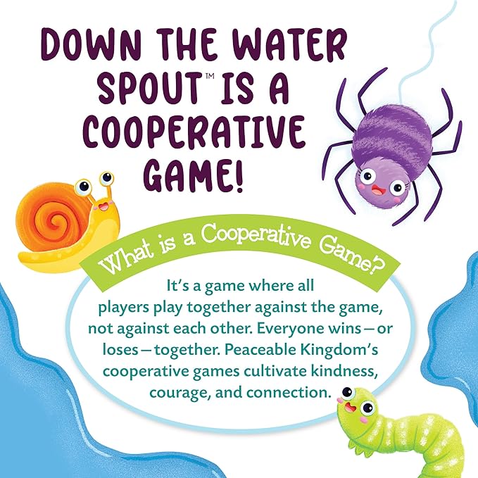 Peaceable Kingdom Down The Waterspout Cooperative Board Game – Preschool Matching Game for Kids – Teamwork &amp Social Skills – Ages 3+ 2–4 Players