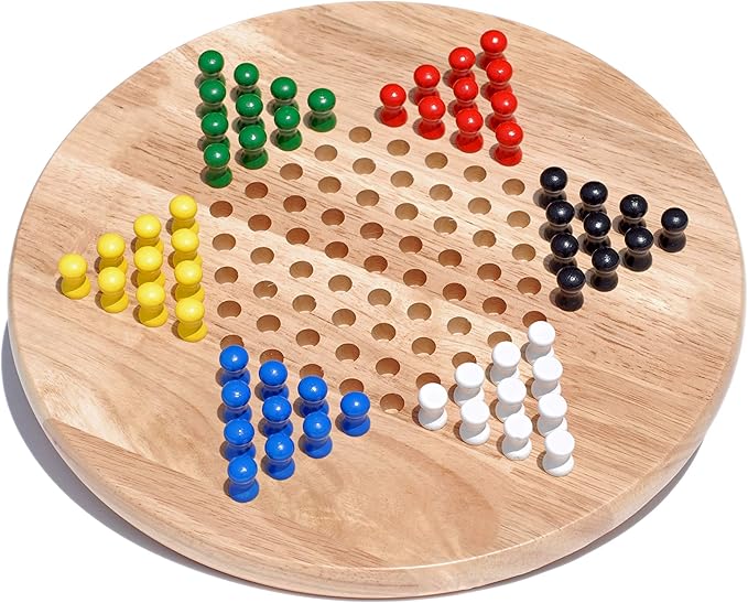 WE Games Wooden Chinese Checkers Board Game with Wood Pegs