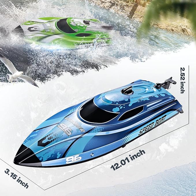 BEZGAR RC Boat 12 inch Remote Control Boat for Kids and Adults 25 KPH Fast RC Speed Boats with 700mAh Battery Ideal Waterproof Toy for Lakes &amp Pools - TX126 Blue
