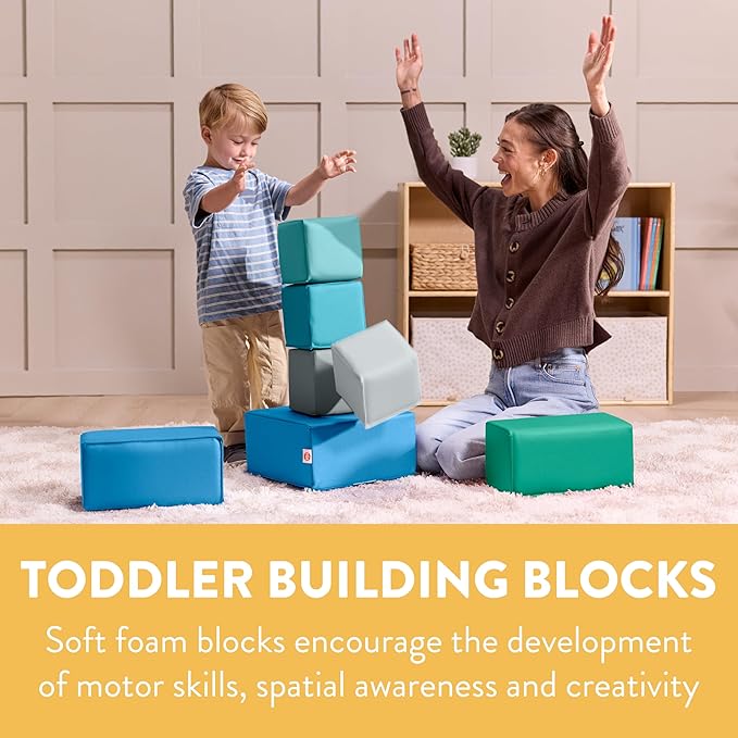 EarlyBuilder Foam Stacking Block Set Small Soft Play Contemporary 7-Piece
