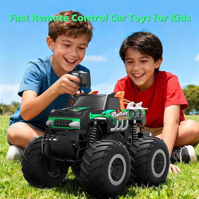 Remote Control Monster Truck Toys - 1:16 Waterproof All Terrain RC Car Fast Remote Control Car with Crashworthy Body Electric Vehicle Kids Truck Toys for Boys and GirlsAge 6+Green