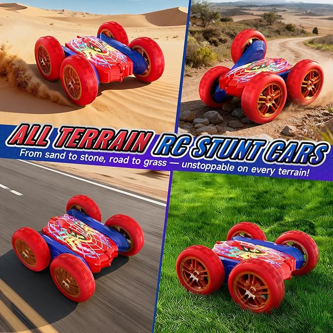 360°Flip Rc Cars Toys with Glowing Hero Eyes &amp Legs 2.4GHz Drift Stunt Remote Control Car 4WD &amp Double-Sided Race Car Birthday Gifts Toys for 3 4 5 6 7 8 9 10 11+ Year Old Boys Age 3-4 4-6