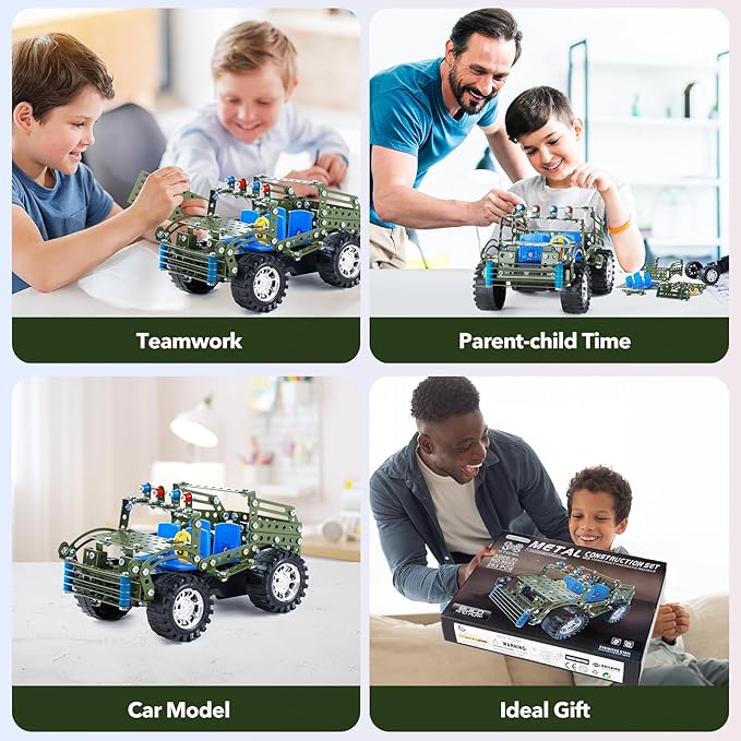 Stem Toys for Boys Age 8-12 - Off-Road Metal Model Car Kits 283pcs Stem Building Toys Kits Army Toy for 8-10STEM Projects for Kids 10-12 12-14 Engineering for Ages 14 and Up Adults