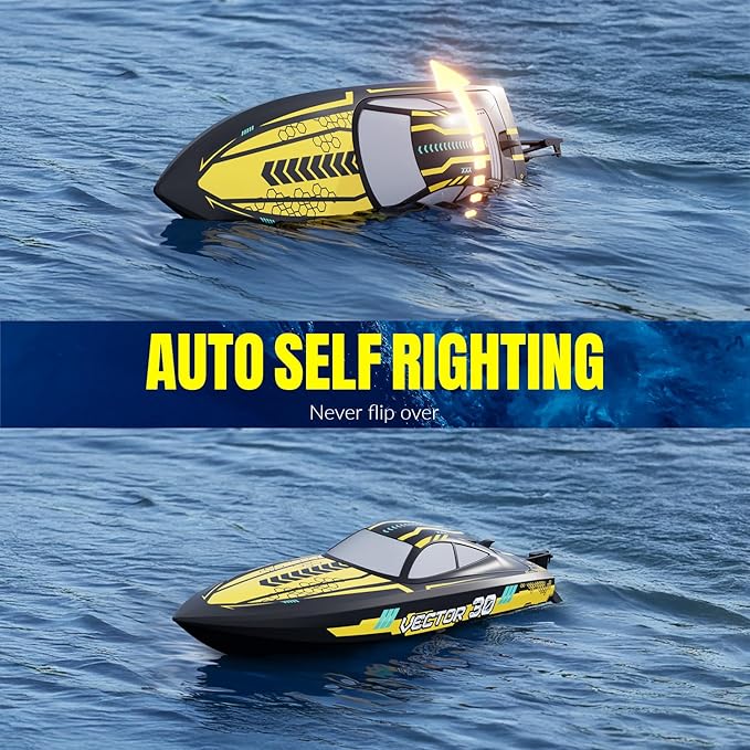 VOLANTEXRC RC Remote Control Boat for Pool2.4Ghz Control RC Boats for Adults Lake Electric Boat with Water Cooling System 2Rechargeable Batteries (Yellow)