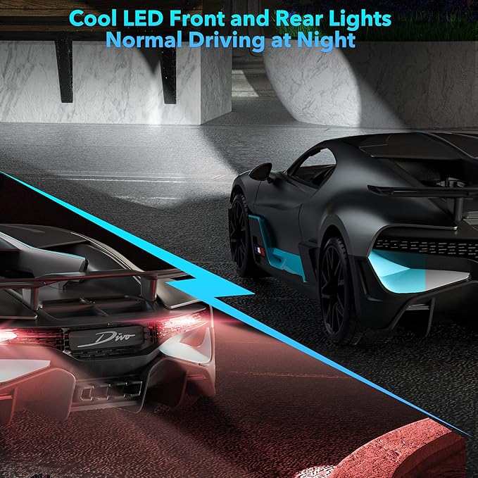 MIEBELY Remote Control Car Bugatti Divo 1/16 Scale Rc Cars 12Km/h 2.4Ghz Licensed Model Car 7.4V 500mAh Toy Car Headlight for Adults Boys Girls Age 6-12 Years Birthday Ideas Gift
