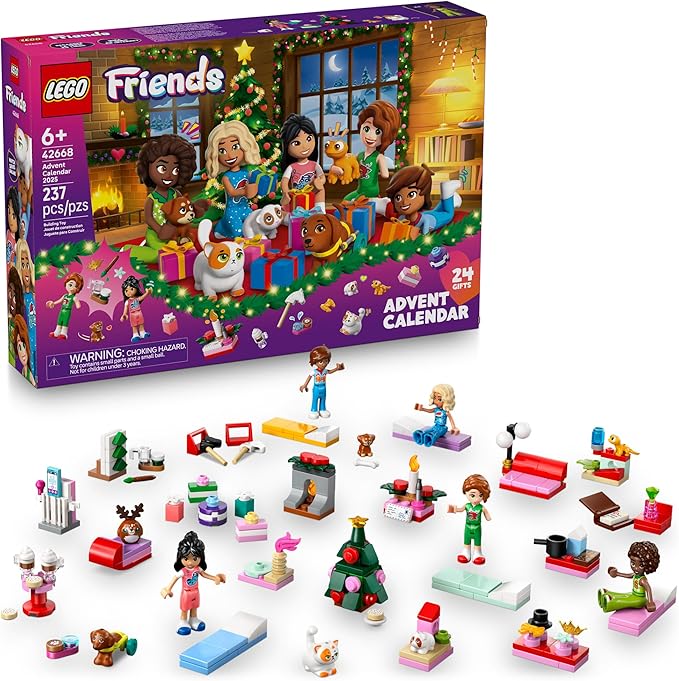 LEGO Friends Advent Calendar 2025 Building Toy - Holiday Countdown Set for Girls &amp Boys Ages 6+ - 24 Buildable Surprises 5 Minidolls &amp 5 Pets - Kids Gift Idea for Christmas - 42668