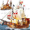 Santa Maria Ship Building Set with LED Lights 2 in 1 Pirate Ship House Wharf Building Block Kit 1253 PCS Adventure Merchant Ship Model Building Toy Gift for Adults Teens Boys Girls Ages 12+