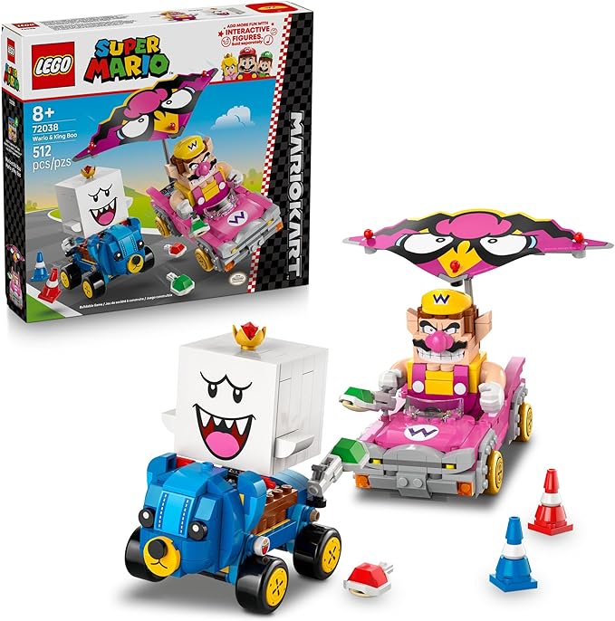 LEGO Super Mario: Mario Kart – Wario &amp King Boo Building Toy for Kids - Buildable Car Toys W/Drifting Action for Boys &amp Girls Ages 8+ - Pretend Play Gift Idea for Birthdays &amp Any Gaming F
