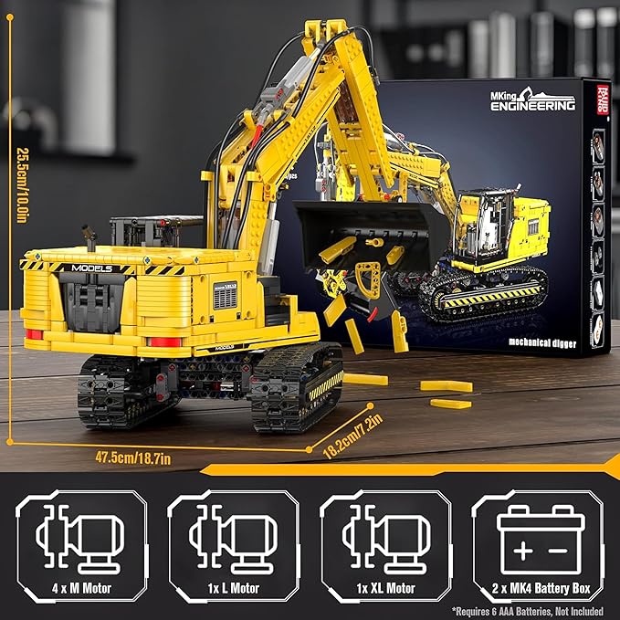 Mould King RC Construction Excavator Building Sets 13112 Engineering Model Kits with APP Remote Control STEM Construction Vehicle Sets for Adults &amp Teens 14+ (2169 Pcs)