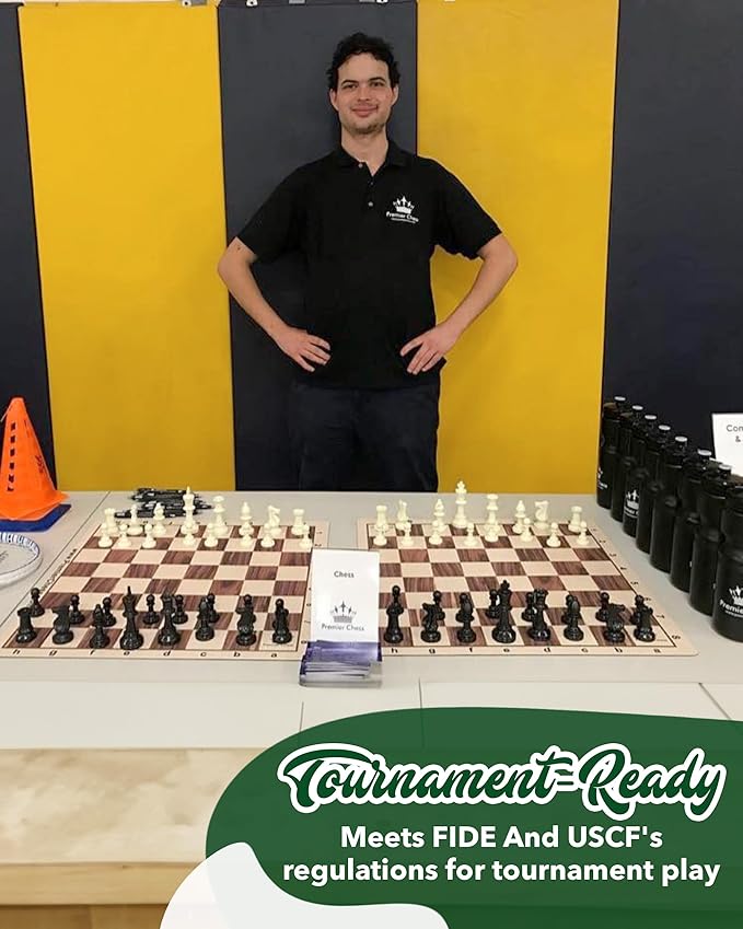 WE Games Bobby Fischer Ultimate Chess Pieces Set Staunton Plastic Tournament Chess Set - Extra Queens Triple Weighted