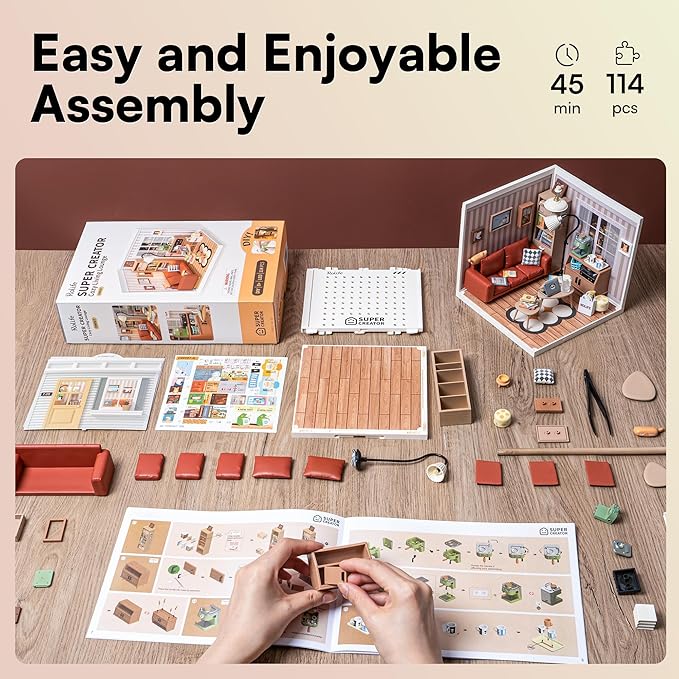 Rolife LED Building Blocks for Adults1:24 Toy Building SetsModel Building Kits for Kids Ages 8-12-15DIY Miniature House Kits for AdultsBirthday Gifts Hobbies for Women Men