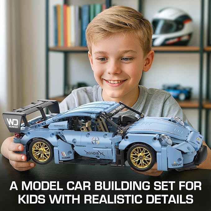 PIKARO Sports Car Building Set for Boys &amp Adults RC Remote Control APP Race Car Model Kits with LED Lights Collectible Supercar Toys Birthday Gifts for Kids Teens Age 8-14 12-16