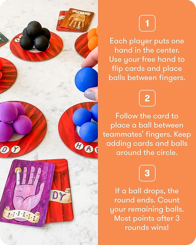 SimplyFun Handy - Family Game for Kids and Adults Ages 8+ - Fine Motor Skills Game with Soft Balls and Cards - Classroom Party or Family Game Night Fun