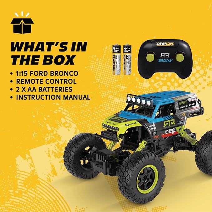 Vaughn Gittin Ford Bronco RC Truck – 1:15 Scale 4WD Remote Control Car Officially Licensed Bronco “Brocky” 2.4GHz Full-Function Control USB Rechargeable Ready to Run