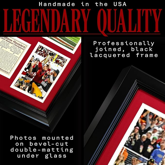 Indiana Hoosiers | 2025 CFP National Champions | Collectible Hoosier Football Memorabilia | Framed Picture &amp Photo Collage Gift Man Cave Wall Art Home &amp Room Decor | 2 Sizes &amp 2 Styles (