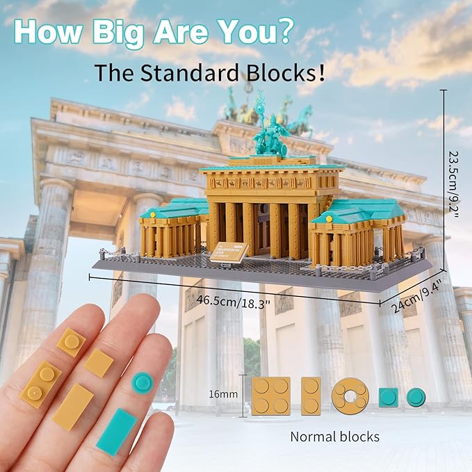 Oichy Brandenburg Gate Building Blocks Set 1551PCS Creative Toy Building Sets World Famous Architecture Model Kits Best Gift for Adults and Kids