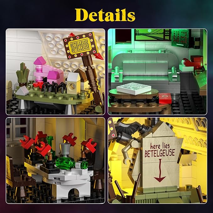Horror Movie Beetle House Halloween Building Blocks Set Betelgeuse Sandworm Monster Lydia Deetz Toys Compatible with Lego Creative Birthday Decor Gift for Film Fans 18+ Adult (1851pcs)