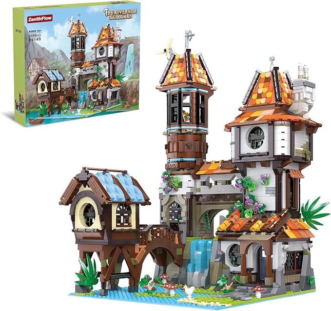 ZenithFlow Medieval Castle Building Blocks Kit European Architecture House Model Idea Gifts Display Home Decorations Collection for Adults 2488 PCS