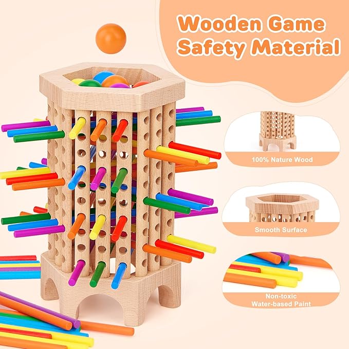 Montessori Game Wooden Board Games for Kids 4-6-8-12 36 Colorful Stick Math Educational Toys for 3 4 5 6 Year Olds Classic Fun Dice Games for Family Game Night for 2-6 Players Gift