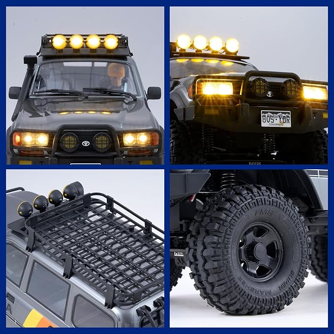 FMS 1/10 LC80 RC Crawler FCX10 Toyota RC Rock Crawler with Lighting Hobby Grade Offroad RC Car for Adults RS Need to Complete (Grey)