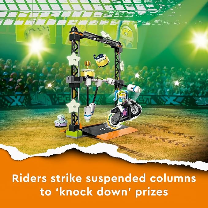 LEGO City Stuntz The Knockdown Stunt Challenge Playset 60341 Adventure TV Series Action Toy for Kids Aged 5 Plus with Stunt Bike Racer &amp Accessories