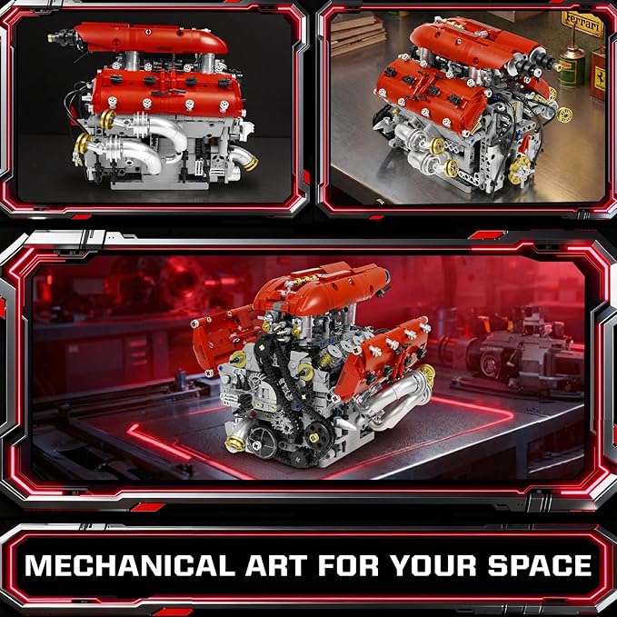 V8 Engine Model Kit Build Your Own Visible Car Motor Advanced STEM Mechanical Building Block Set for Adults Collectible Engine Model for Display Desk Decor &amp Gift to Car Lovers