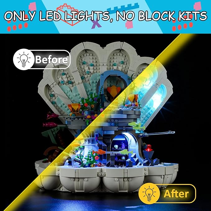 LED Light Kit for Lego Disney 43225 The Little Mermaid Royal Clamshell Set Compatible with Lego 43225 Building Blocks Model(Not Include Blocks Set)