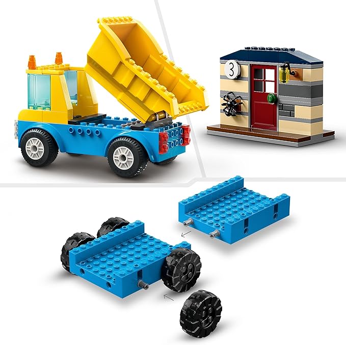Lego 60391 City Camiones de Construcción y Grúa con Bola de Demolición Excavadora de Juguete Camión Basculante y Vehículos de Transporte Set de Aprendizaje para Niños y Niñas a Partir de 4 Años
