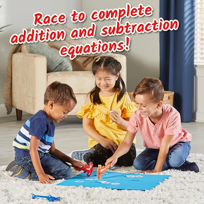 hand2mind Hammerhead Number Hunt! Math Game Addition and Subtraction Games Educational Board Games Fun Games for Family Game Night Kindergarten Learning Games for Kids Ages 5-7 Kids Learning Toys