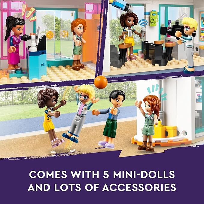 LEGO Friends Heartlake International School Playset Building Toy for Girls Boys with 5 2023 Character Mini-Dolls &amp Accessories Pretend Play School Classroom Building Kit Birthday Gift Idea 417