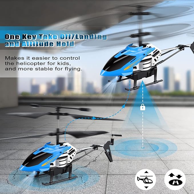Dolanus RC Helicopters - Remote Control Helicopter Toys: One Key Take-Off/Landing Automatic Altitude Hold LED Light &amp 3.5 Channel Gyro Stabilizer Flying Toys - Gift for Boys/Girls Kids Adults