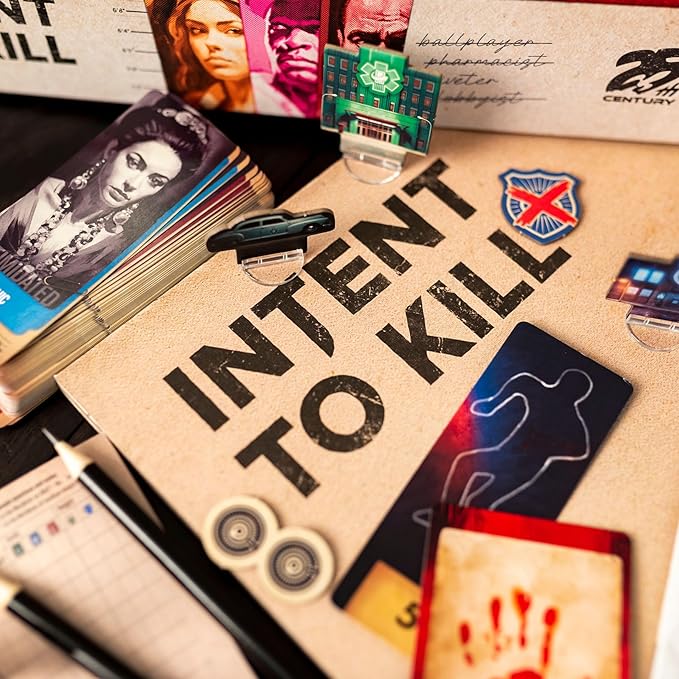 Intent to Kill by 25th Century Games | Detective vs Serial Killer Noir Board Game | Asymmetric Strategy Murder Investigation Evidence Collection &amp Tactical Gameplay | 2 Players | Ages 14+