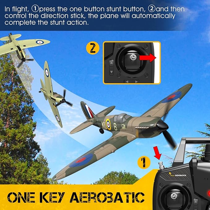 RC Plane Spitfire Fighter 4 Channel Remote Control Airplane with Gyro System for Adults