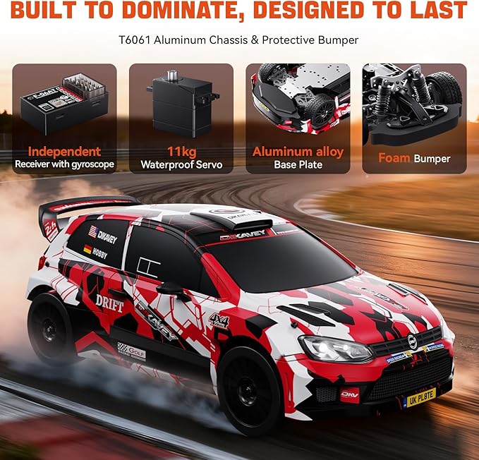 1:12 RC Rally Car Fast Max 50 MPHDrift Car with Gyro 4X4Brushless Fast RC Cars with 3S 2200 mAh Battery1/12 Remote Control Cars for Adults for 4WDfor Racetrack &amp Mud-Yellow