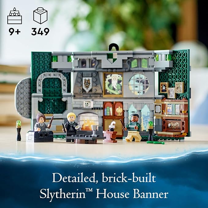 LEGO Harry Potter Slytherin House Banner Building Set 76410 - Hogwarts Castle Common Room Toy or Wall Display Collectible Harry Potter Gift Idea for Boys Girls and Kids with Draco Malfoy Minifigure