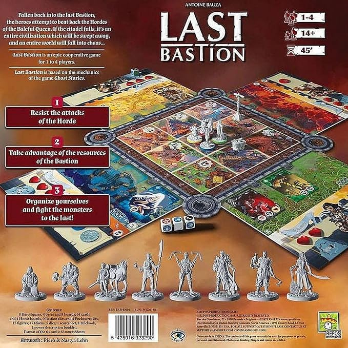 Last Bastion Board Game - Epic Cooperative Defense Game Combat the Baleful Queen's Hordes! Strategy Game for Kids &amp Adults Ages 14+ 1-4 Players 45 Minute Playtime Made by Repos Production