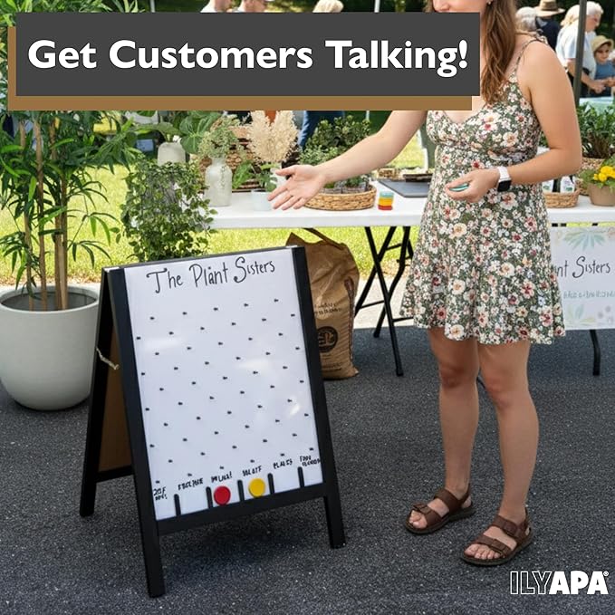 Ilyapa Board - Large Portable Prize Drop Game for Events and Trade Show - 21 x 30 Inch Double Sided - Wooden A-Frame Whiteboard Sign Eraser