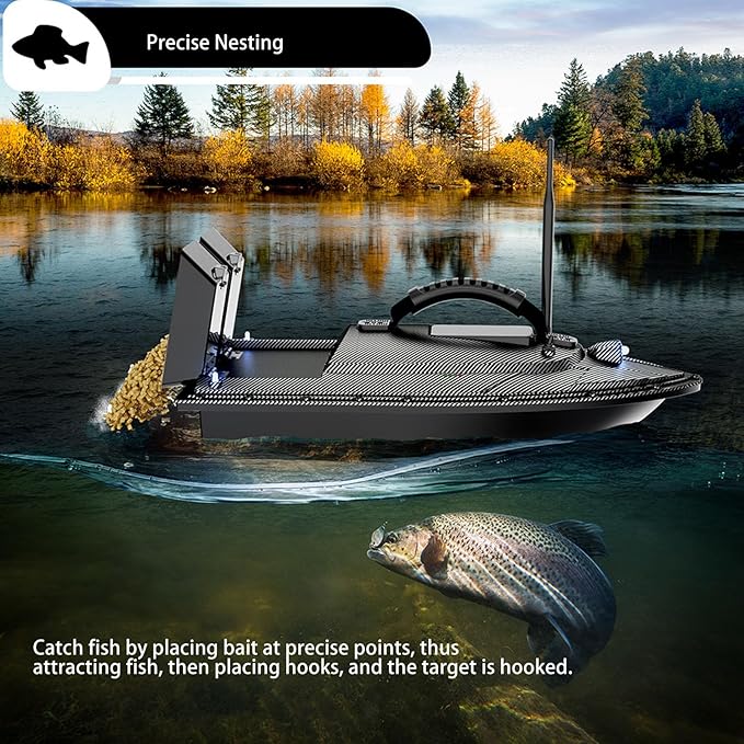 Zunate RC Fishing Bait Boat with for Pools and Lakes 1.5Kg Loading 500M Remote Control Fishing Boat Double Motor Dual Bait Automatic  Auto Return
