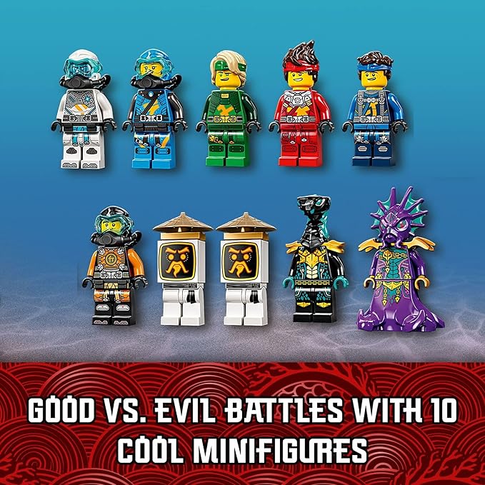 LEGO NINJAGO Hydro Bounty Building Set 71756 Submarine Toy with Kai and NYA Minifigures Ninja Toys Gifts Presents for Kids Boys Girls Age 9 Plus Years Old