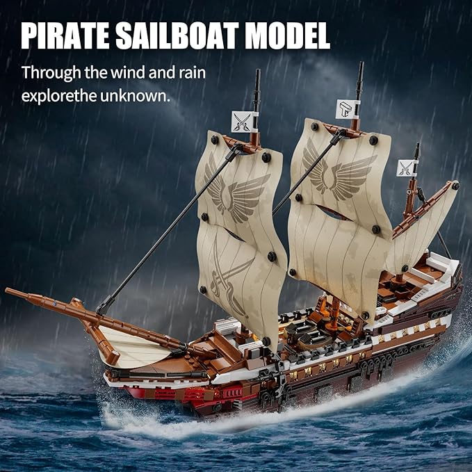 TYCOLE Pirate Ship Building Set with Lights - Mayflower Ship Model ToyGreat Home&ampOffice Decoration for Pirates FansIdea Choice for Adults and Boys Aged 8-14 as Birthday Christmas Gifts(2076PCS)