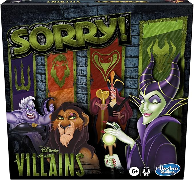 Hasbro Gaming Sorry! Board Game: Disney Villains Edition Kids Game Family Games for Ages 6 and Up (Amazon Exclusive)