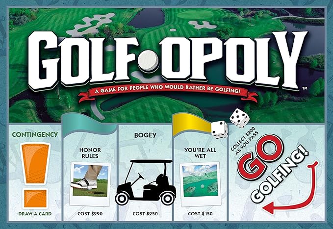 Outset Media Golf-Opoly Board Game - A Property Trading Game for People Who Would Rather Be Golfing! - for 2 to 6 Players Ages 8 and up