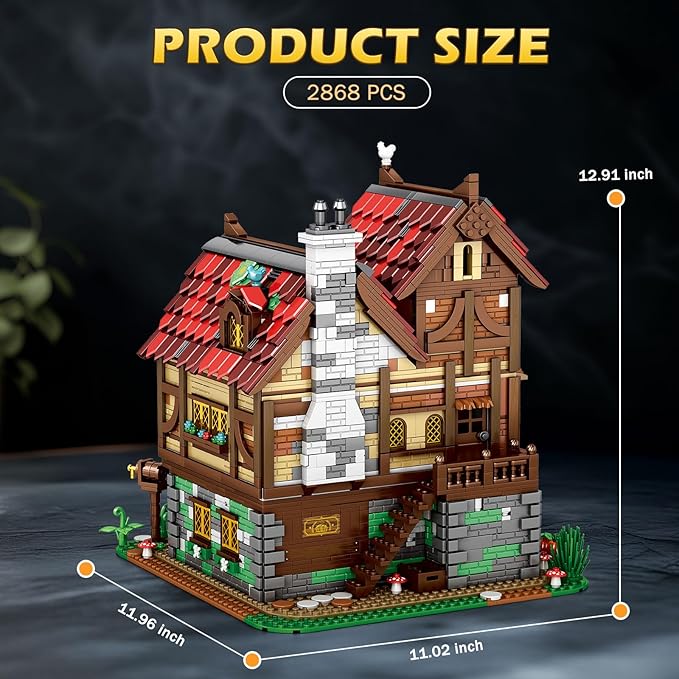 Reobrix Medieval Tavern Building Set European Century Bistro Kit 66018 Collectible Architecture Display with Highly Detailed Wine Cellar &amp Armory Creative Construction Gifts for Adults Teens 1